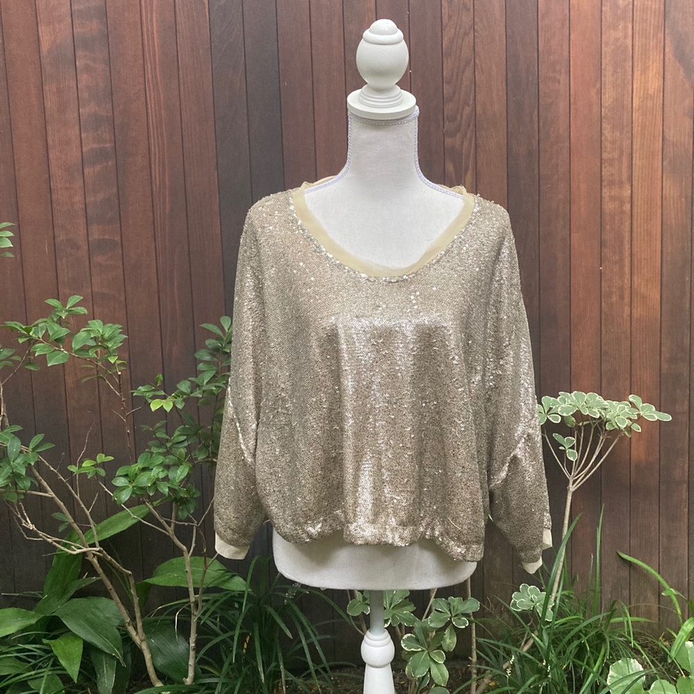 FP Champagne Dreams Sequined Slouchy Crop Top